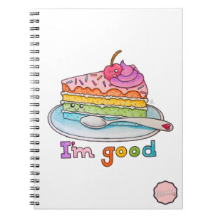 Ik ben goed, Kawaii Cartoon Regenboogtaart Notitieboek