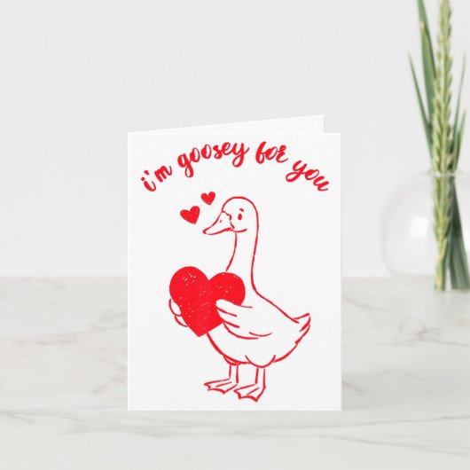 Ik ben Goosey Voor Jou Valentijnsdag Gans Hartjes  Kaart (Voorkant)