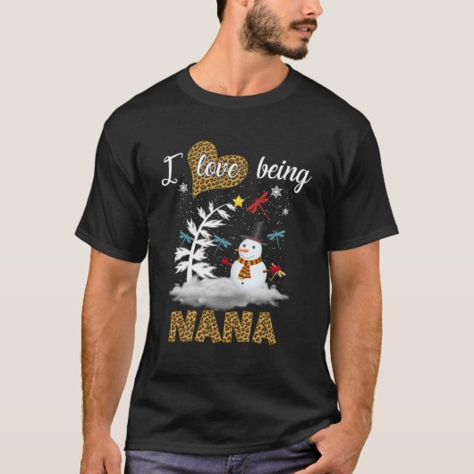 Ik ben graag een Nana Sneeuwman Luipaard Kerstmis T-shirt (Voorkant)