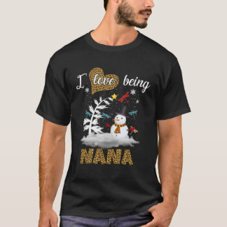 Ik ben graag een Nana Sneeuwman Luipaard Kerstmis T-shirt