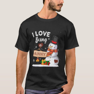 Ik ben graag een nanny sneeuwpop familie kerstcade t-shirt