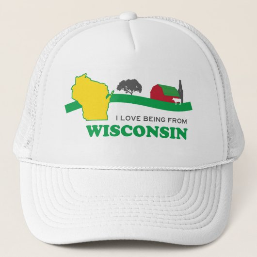 Ik ben graag van Wisconsin Trucker Hat Old School Pet (Voorkant)