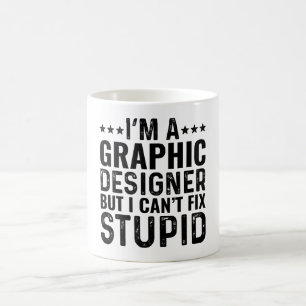 Ik ben grafisch ontwerper, maar ik kan niets stoms koffiemok