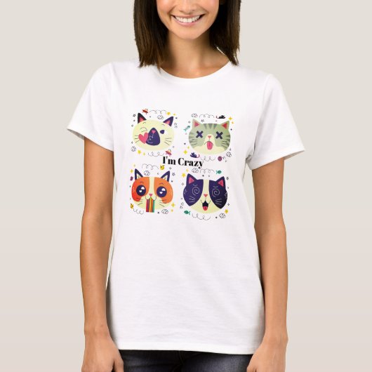 Ik ben Grappige Gekte Kat Meme Grafische T-Shirt (Voorkant)
