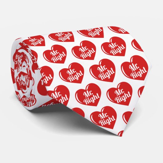 Ik ben haar meneer, recht rood hart stropdas (Opgerold)