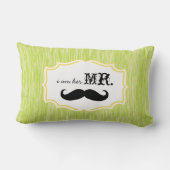 Ik ben haar Mr Aqua en Limoen Mustache Pillow. Kussen (Achterkant)