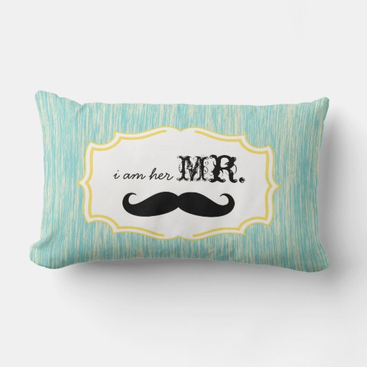 Ik ben haar Mr Aqua en Limoen Mustache Pillow. Kussen (Voorkant)