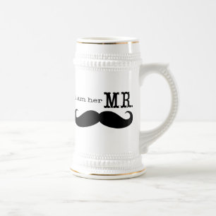 Ik ben haar Mr. Groom Retro Groovy Handlebar Musta Bierpul