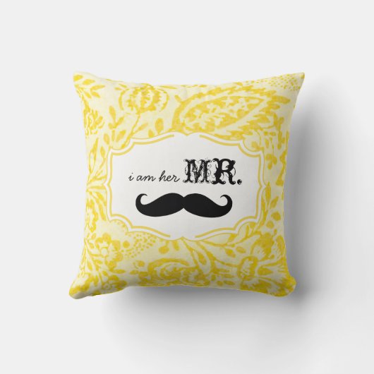 Ik ben haar Mr Lemon Zest Mustache Pillow. Kussen (Achterkant)