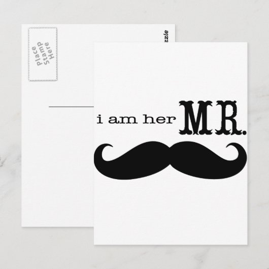 Ik ben haar Mr Mustache Grooms Gifts. Briefkaart (Voorkant / Achterkant)