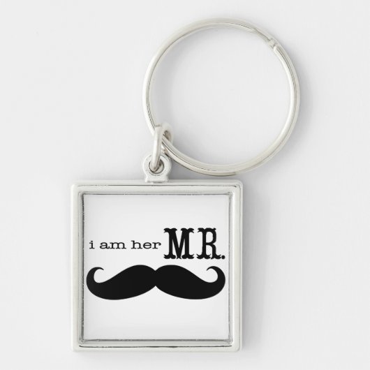 Ik ben haar Mr Mustache Grooms Gifts. Sleutelhanger (Voorkant)