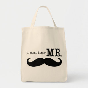 Ik ben haar Mr Mustache Grooms Honeymoon Tote Bag