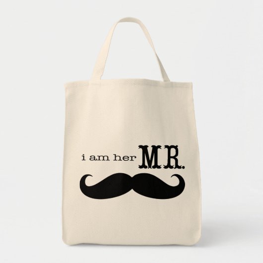 Ik ben haar Mr Mustache Grooms Honeymoon Tote Bag (Voorkant)