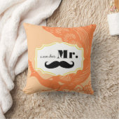 Ik ben haar Mr Mustache Peach Peacock Pillow Kussen (Deken)