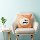 Ik ben haar Mr Mustache Peach Peacock Pillow Kussen (Stoel)