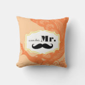 Ik ben haar Mr Mustache Peach Peacock Pillow Kussen (Voorkant)