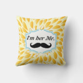 Ik ben haar Mr Mustard Yellow Modern Floral Pillow Kussen (Achterkant)