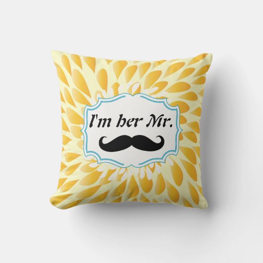 Ik ben haar Mr Mustard Yellow Modern Floral Pillow Kussen (Voorkant)