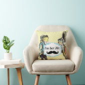 Ik ben haar Mr Mustard Yellow Mustache Floral Pill Kussen (Stoel)