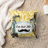 Ik ben haar Mr Mustard Yellow Mustache Floral Pill Kussen (Deken)