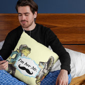 Ik ben haar Mr Mustard Yellow Mustache Floral Pill Kussen