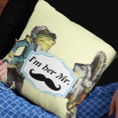 Ik ben haar Mr Mustard Yellow Mustache Floral Pill Kussen