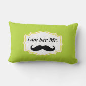 Ik ben haar Mr Mustard Yellow Mustache Pillow. Kussen (Achterkant)