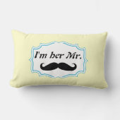 Ik ben haar Mr Mustard Yellow Mustache Pillow. Kussen (Voorkant)