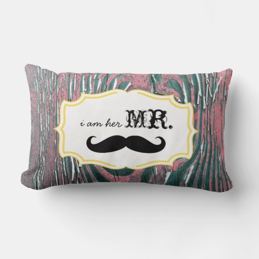 Ik ben haar Mr Old Wood Mauve Mustache Pillow Kussen (Voorkant)