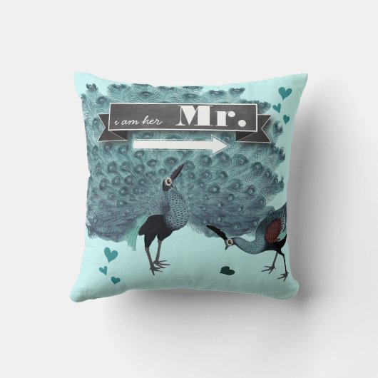Ik ben haar Mr Peacock Pillow Kussen (Achterkant)