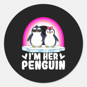 Ik ben haar pinguïn bijpassend koppel valentijn li ronde sticker