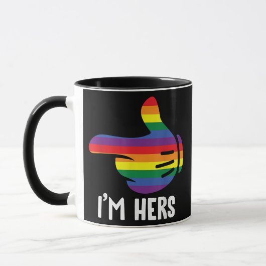 Ik ben Haar Regenboog Lesbisch Koppel Grappig LGBT Mok (Links)