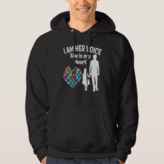 Ik ben haar stem ze is mijn hartautisme bewustzijn hoodie (Voorkant)