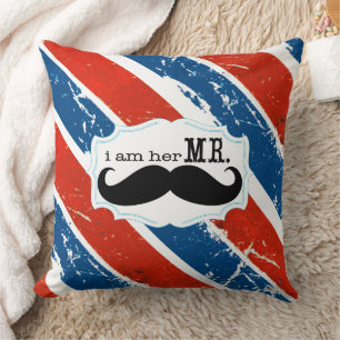 Ik ben haar Vintage Red White Blue Mustache Kussen