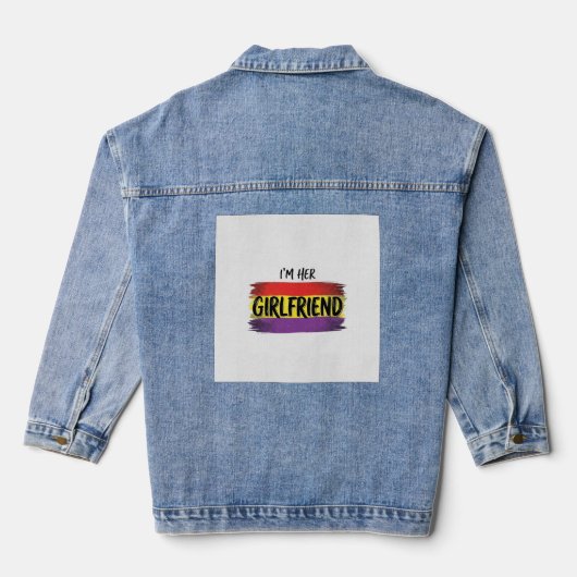 Ik ben haar vriendin Regenboog Pride Vector T-shir Denim Jacket (Achterkant)