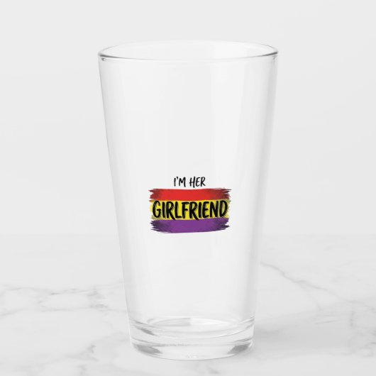 Ik ben haar vriendin Regenboog Pride Vector T-shir Glas (Voorkant)