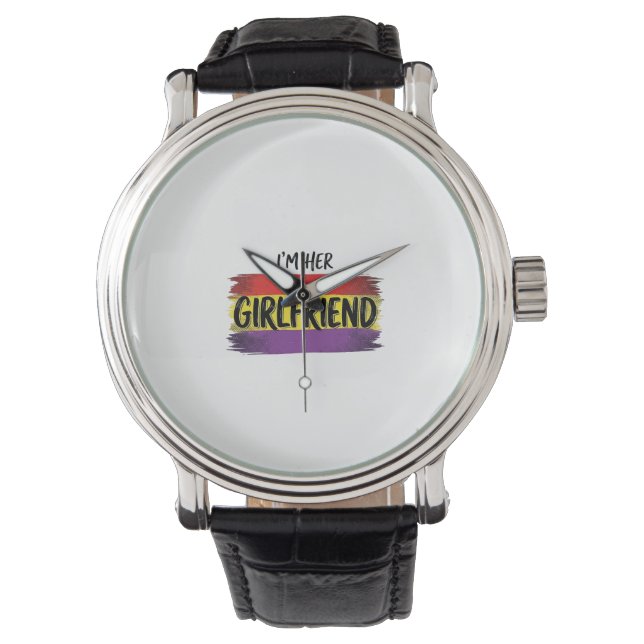 Ik ben haar vriendin Regenboog Pride Vector T-shir Horloge (Voorkant)