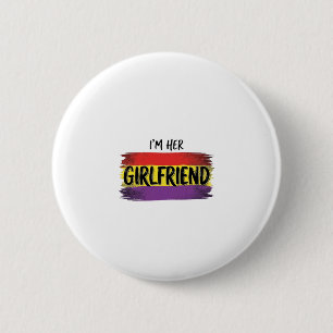 Ik ben haar vriendin Regenboog Pride Vector T-shir Ronde Button 5,7 Cm