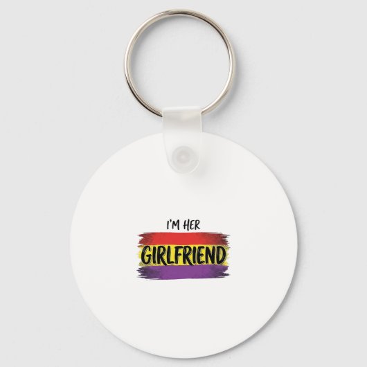 Ik ben haar vriendin Regenboog Pride Vector T-shir Sleutelhanger (Voorkant)