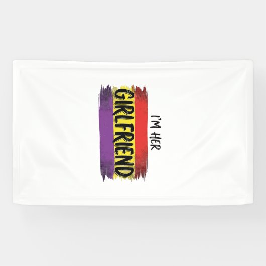 Ik ben haar vriendin Regenboog Pride Vector T-shir Spandoek (Horizontaal)