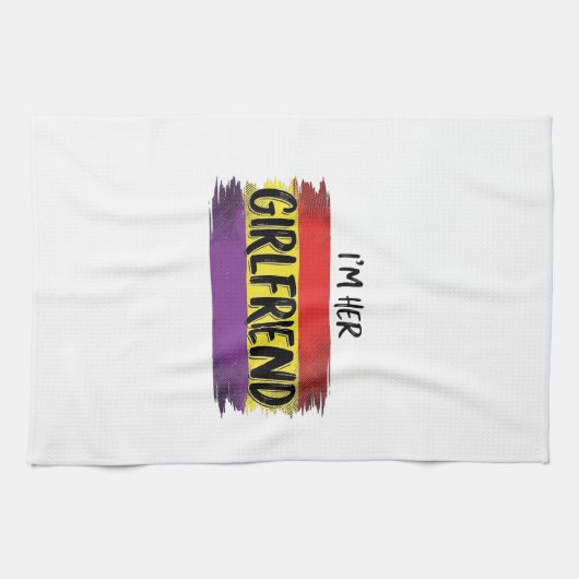 Ik ben haar vriendin Regenboog Pride Vector T-shir Theedoek (Horizontaal)