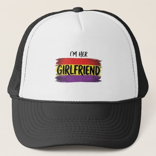 Ik ben haar vriendin Regenboog Pride Vector T-shir Trucker Pet (Voorkant)
