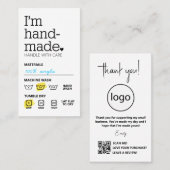 Ik ben handgemaakte minimalistische zakelijke Kaar Visitekaartje (Voorkant / Achterkant)