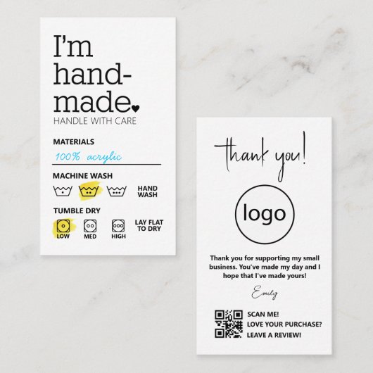 Ik ben handgemaakte minimalistische zakelijke Kaar Visitekaartje (Voorkant / Achterkant)