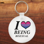 Ik ben hartverwarmend biseksueel design Pride Flag Sleutelhanger (Voorkant)