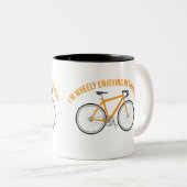 Ik ben heel blij met de fiets Retirement Funny Tweekleurige Koffiemok (Voorkant rechts)