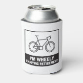 Ik ben heel blij met de pensionering Funny Bicycle Blikjeskoeler (Blikje Achterkant)
