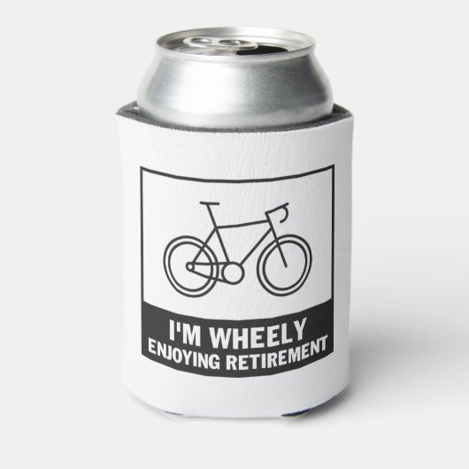 Ik ben heel blij met de pensionering Funny Bicycle Blikjeskoeler (Blikje Achterkant)