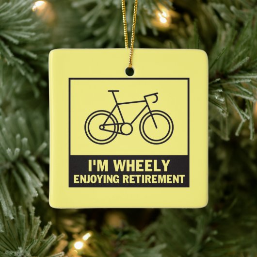 Ik ben heel blij met de pensionering Funny Bicycle Keramisch Ornament (Boom)