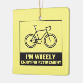 Ik ben heel blij met de pensionering Funny Bicycle Keramisch Ornament (Links)